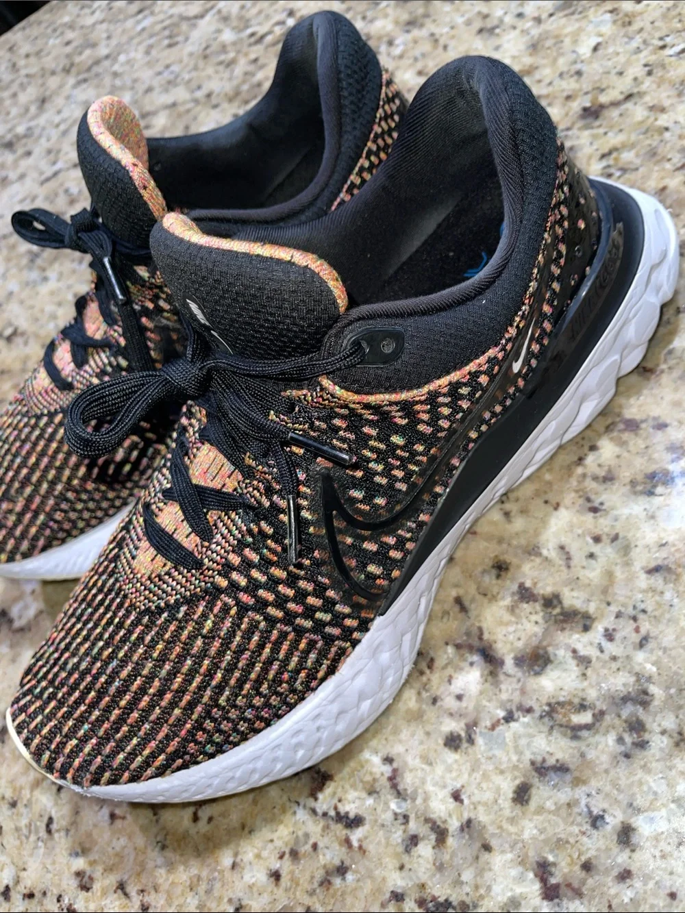 Nike React Infinity Run Flyknit 3 Multicolor Running Sneakers - Black & Orange